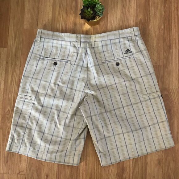 ADIDAS Tan Plaid Chino Flat Front Shorts - Picture 8 of 8